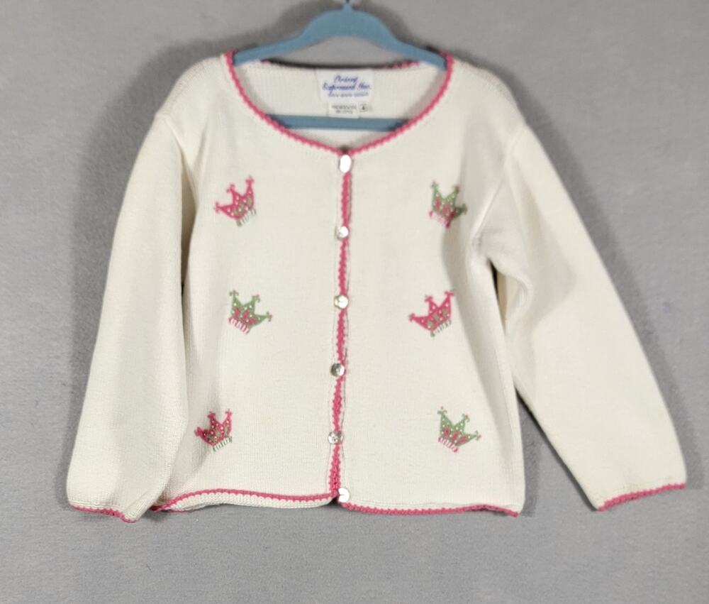 Orient Expressed Girls Crown Scepter Knit Cardigan Sweater Size 4